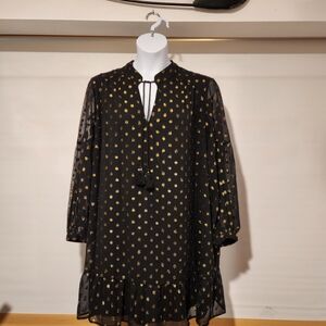 Crown & Ivy Black Midi Dress with Gold Details